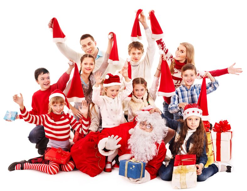 16613133 - group of children with santa claus. isolated.
