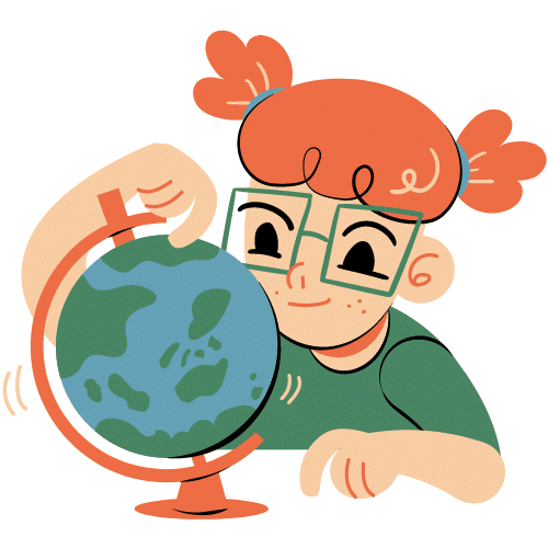 Student with globe